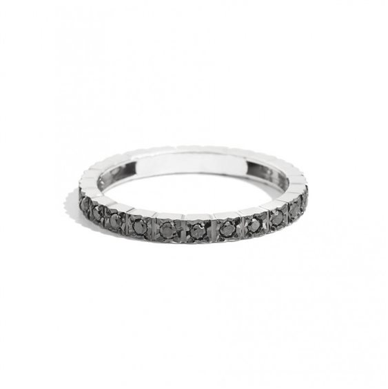 Anello Recarlo Face Cube in Oro bianco Diamante Black 0.65 Ct R39GD906/DK070-14 - R39GD906/DK070-14